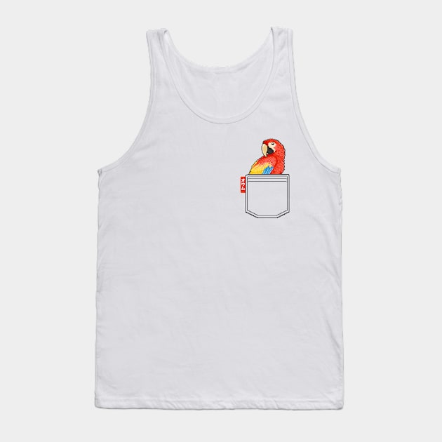 Cute Pocket Bird Pixel Parrot Tank Top by TeeTowArt